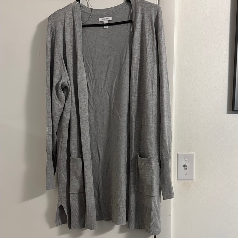 Nine West Gray Open Front Cardigan Sweater